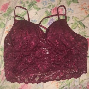 Burgundy lace bralette